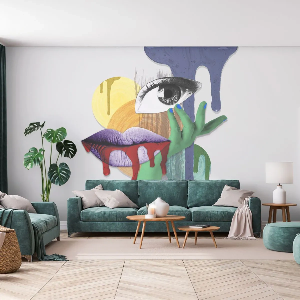 Fotótapéta Premium Sand - Dekonstruált portré - Absztrakció, Darab, Szem - 100x70 cm