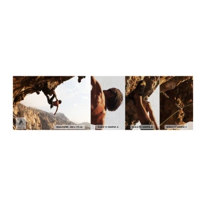 Fotótapéta Minta Premium Sand - A világ egy szikladarabon összezsugorodott egy kézben  - Kalymnos-sziget, Sziklamászás, Tájkép - 100x30 cm