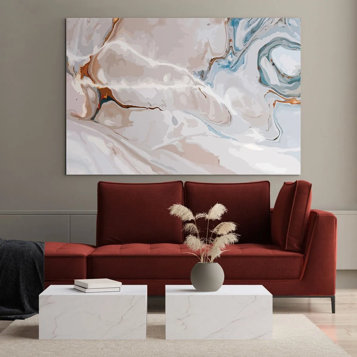 Üveg kép - Kék kanyarog a fehér alatt - 100x70 cm