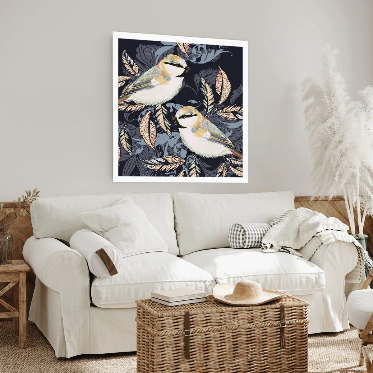 Poszter - Sárga-kék madárdal - 60x60 cm