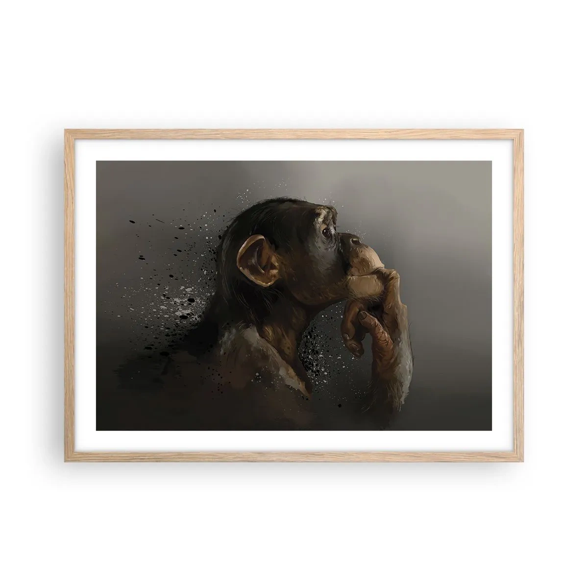 Poszter világos tölgy keretben - Biztosan gondolkodó - 70x50 cm