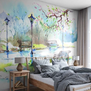 Fotótapéta Premium Sand - A park csendjének varázsa - Tájkép, Park, Park Alley - 250x175 cm