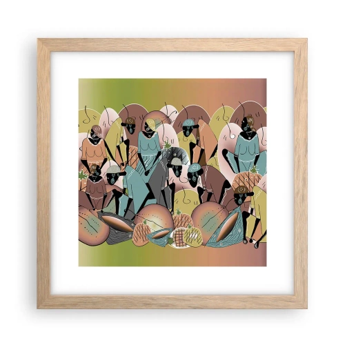 Poszter világos tölgy keretben - Jön a nagy ünnep - 30x30 cm