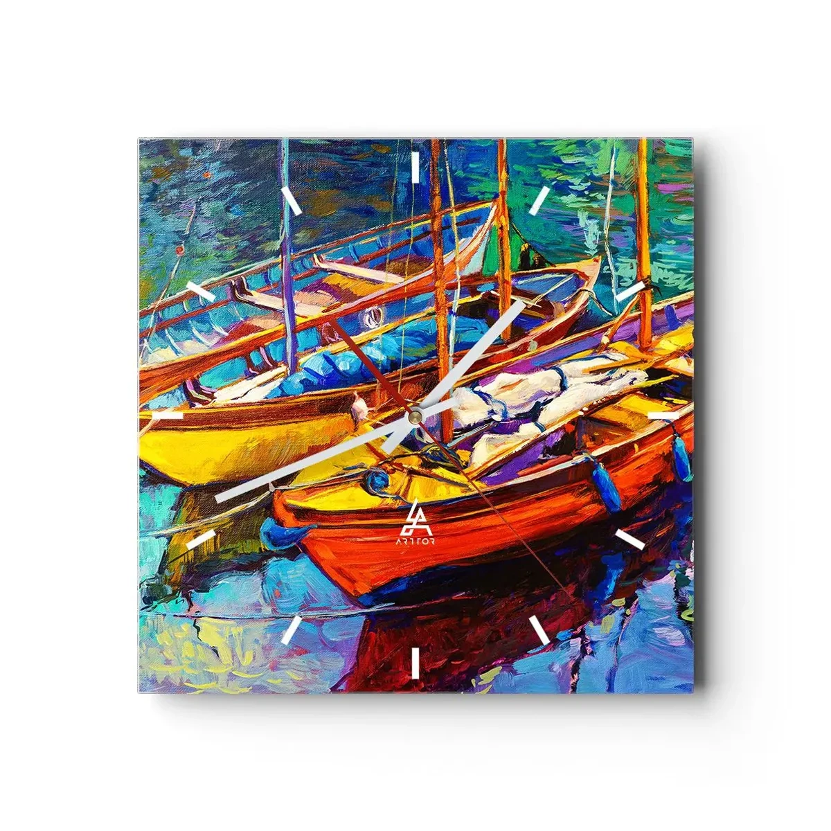 Falióra, Óra - Színektől sűrű vízen - 40x40 cm