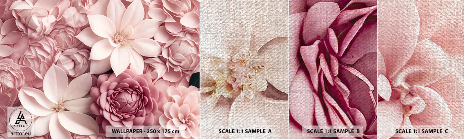 Fotótapéta Minta Premium Canvas - Rózsaszín szirmokban - Virágok, Pasztell, Fényes - 100x30 cm