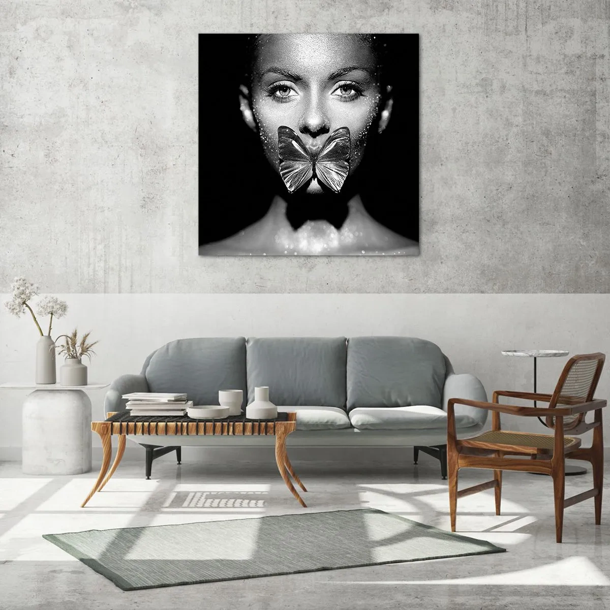 Üveg kép - Pillangó csókja - 40x40 cm