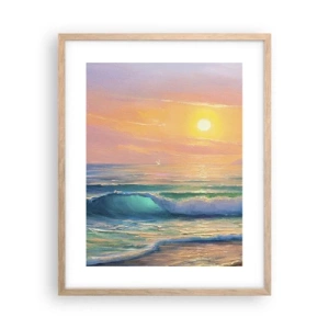 Poszter világos tölgy keretben - A hullámok türkizkék dala - 40x50 cm