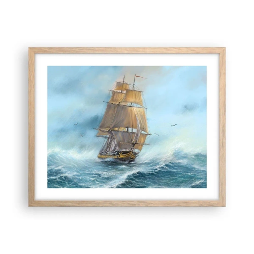 Poszter világos tölgy keretben - A hullámok hullámzása - 50x40 cm