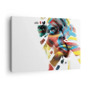 Vászonkép - Absztrakt portré élénk színekben - 70x50cm - Színes személyiség - Modern fali dekoráció nappalihoz és hálószobához ARTTOR