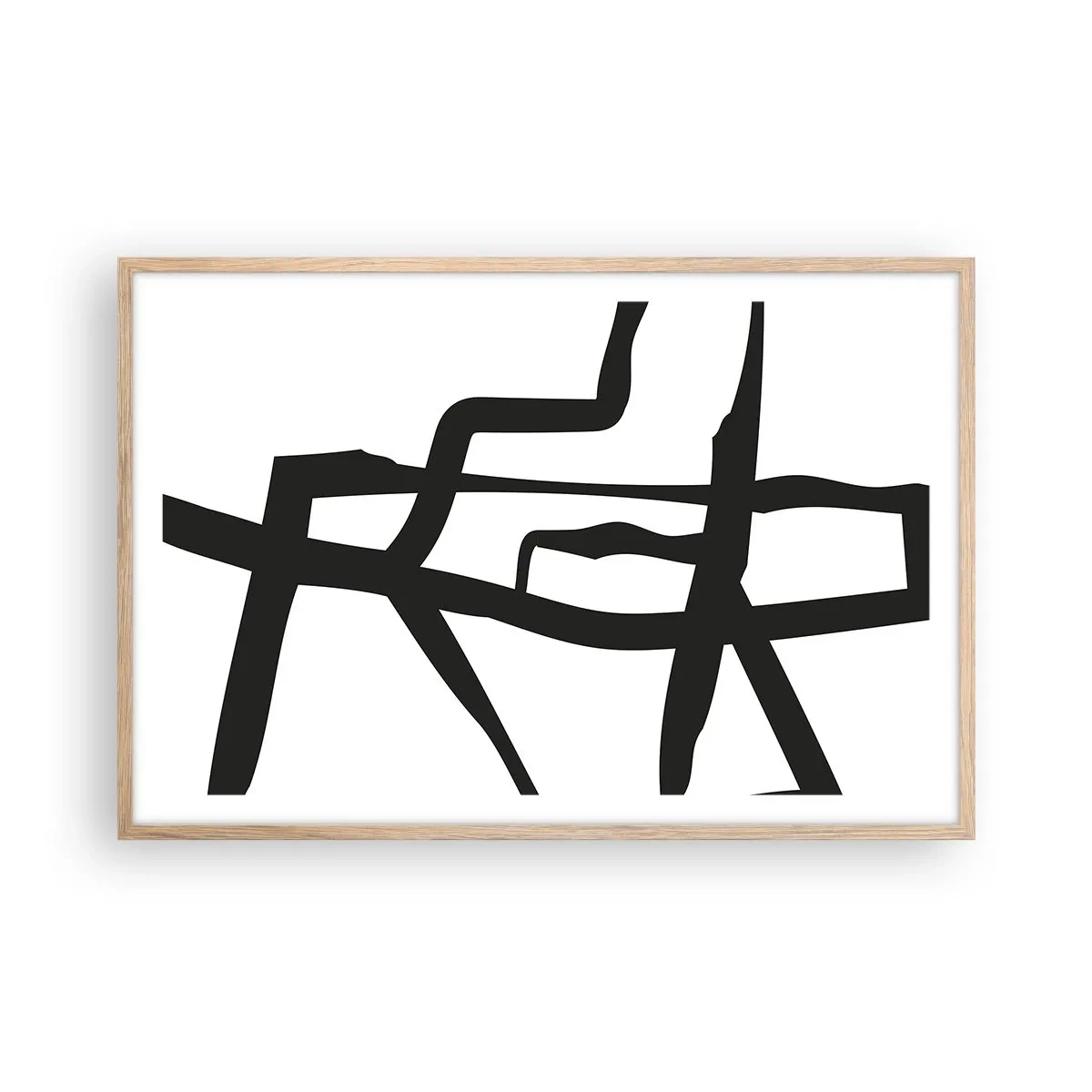 Poszter világos tölgy keretben - Fekete-fehér konstrukció - 91x61 cm