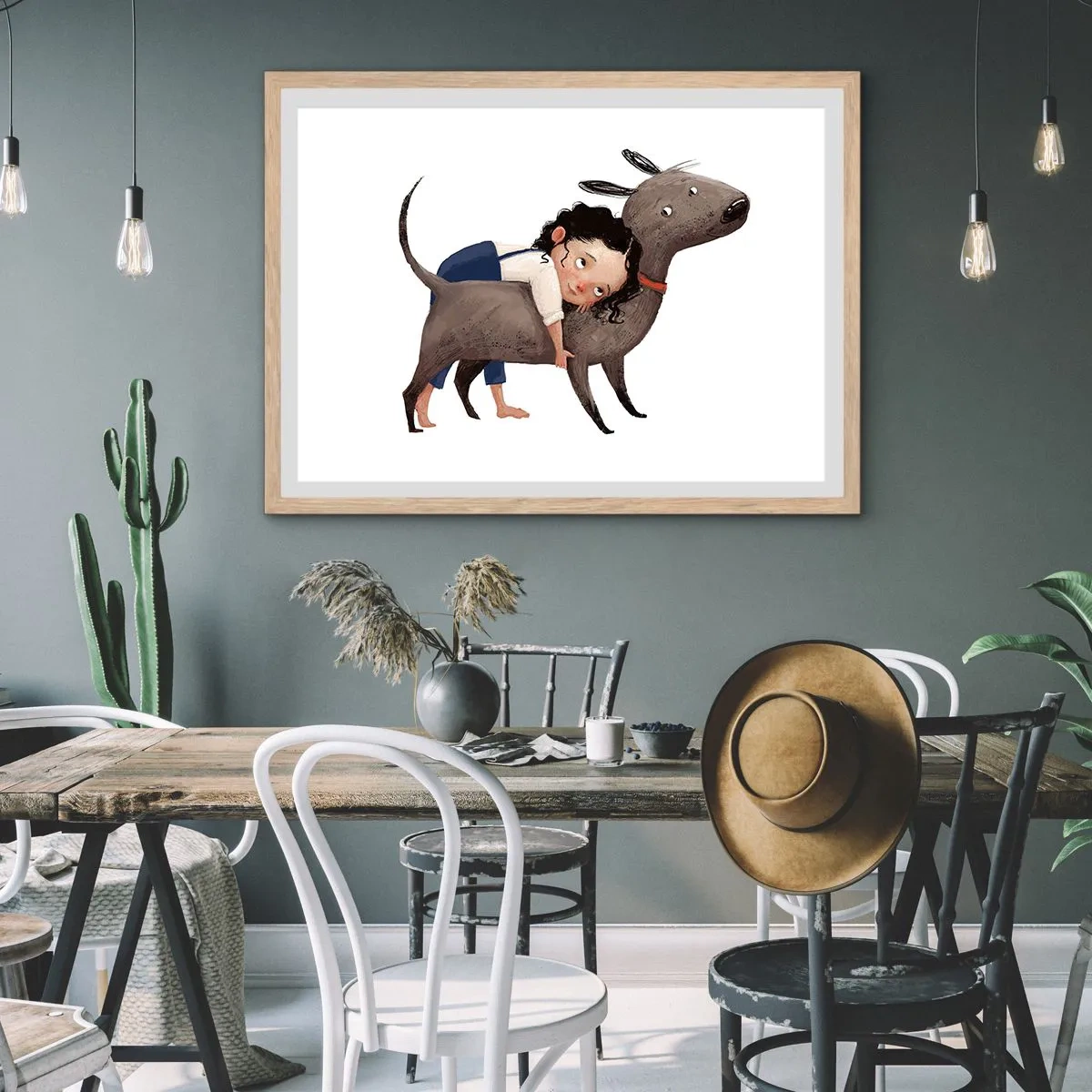 Poszter világos tölgy keretben - Legjobb barátok - 91x61 cm