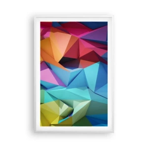 Poszter fekete keretben - Szivárvány origami - 61x91 cm