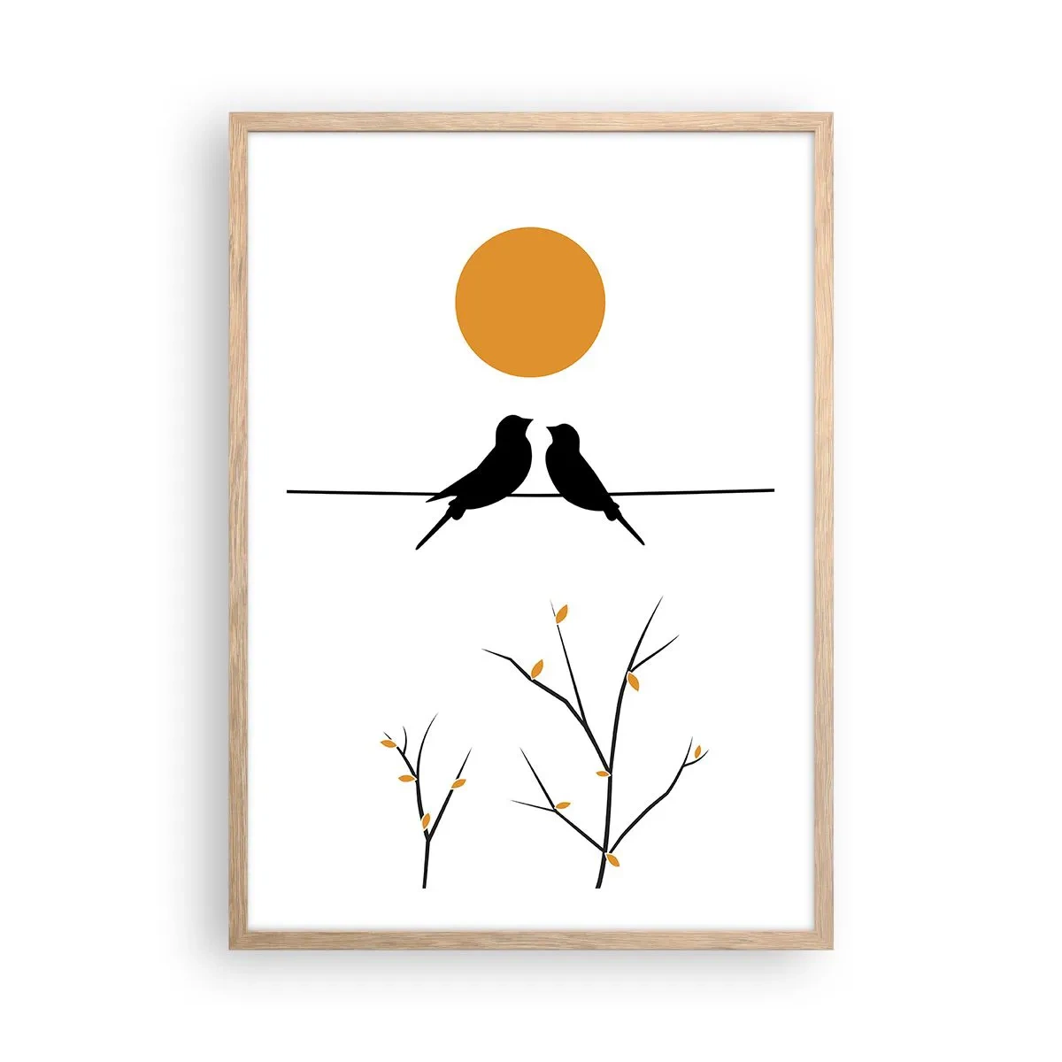 Poszter világos tölgy keretben - Fülemüle este - 50x70 cm