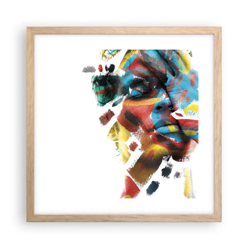 Poszter világos tölgy keretben - Színes személyiség - 40x40 cm