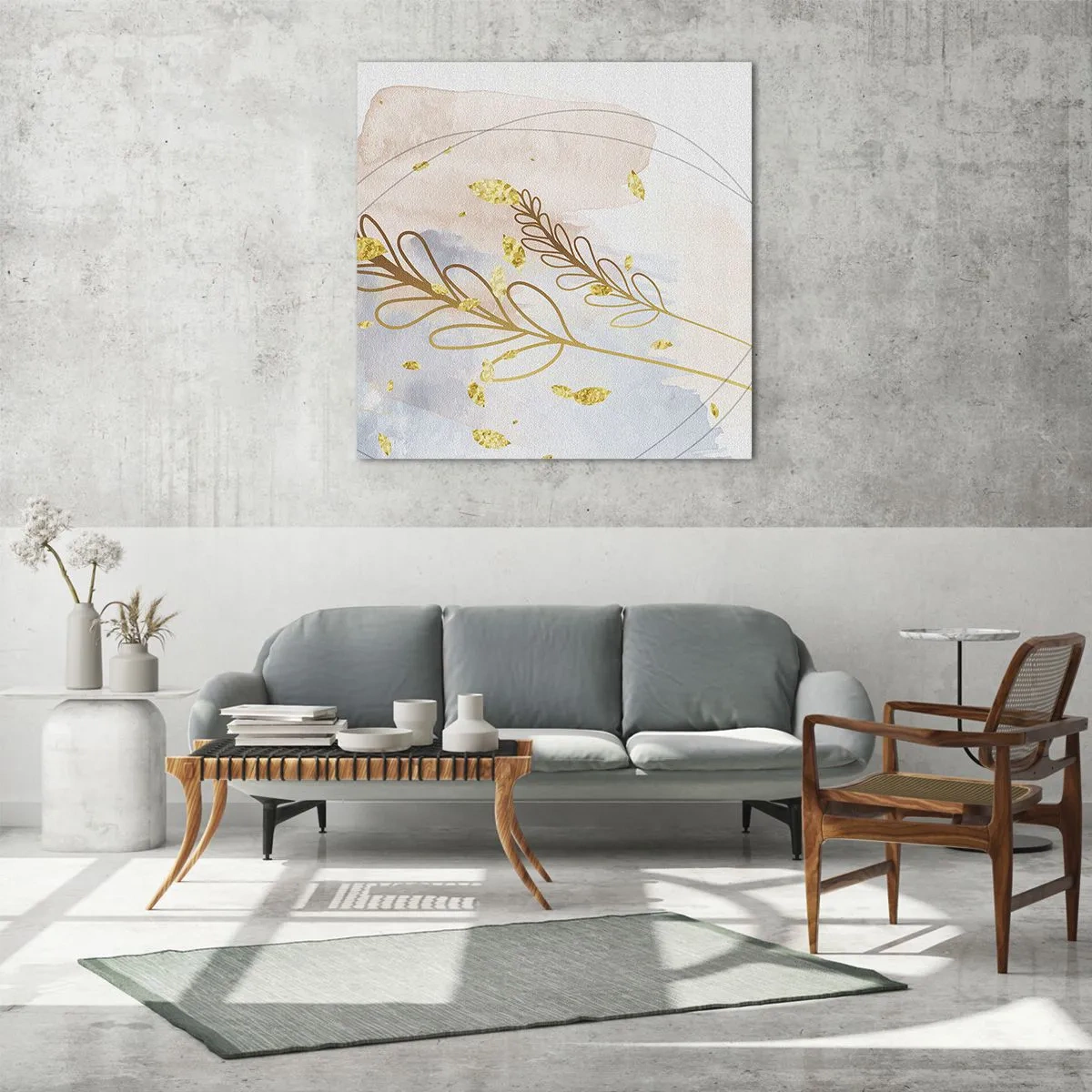 Üveg kép - Aranyszínű fuvallat - 60x60 cm