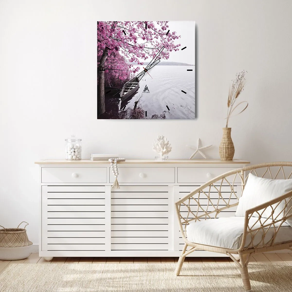 Falióra, Óra - Rózsaszín csendben - 30x30 cm