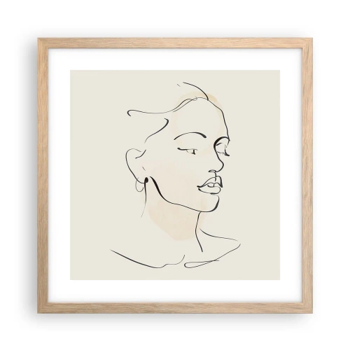 Poszter világos tölgy keretben - Bizonyos vonallal - 40x40 cm