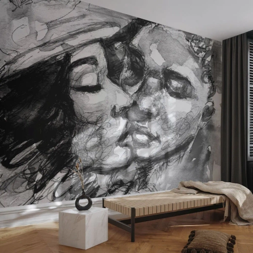 Fotótapéta Premium Sand - Egy érzelmes pillanat - Puszi, Szerelem, Szerelmesek - 100x70 cm