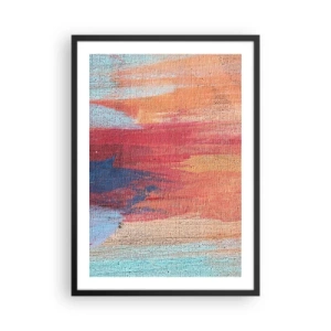 Poszter fehér keretben - Absztrakt ecsetvonások meleg és hideg tónusokban - 50x70cm - Szivárványon  kiúszva - Modern fali dekoráció nappalihoz és hálószobához ARTTOR