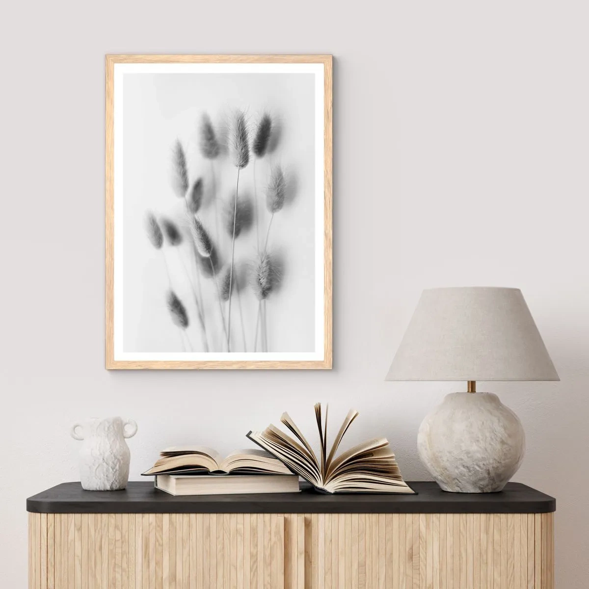 Poszter világos tölgy keretben - A bolyhos fű - 70x100 cm