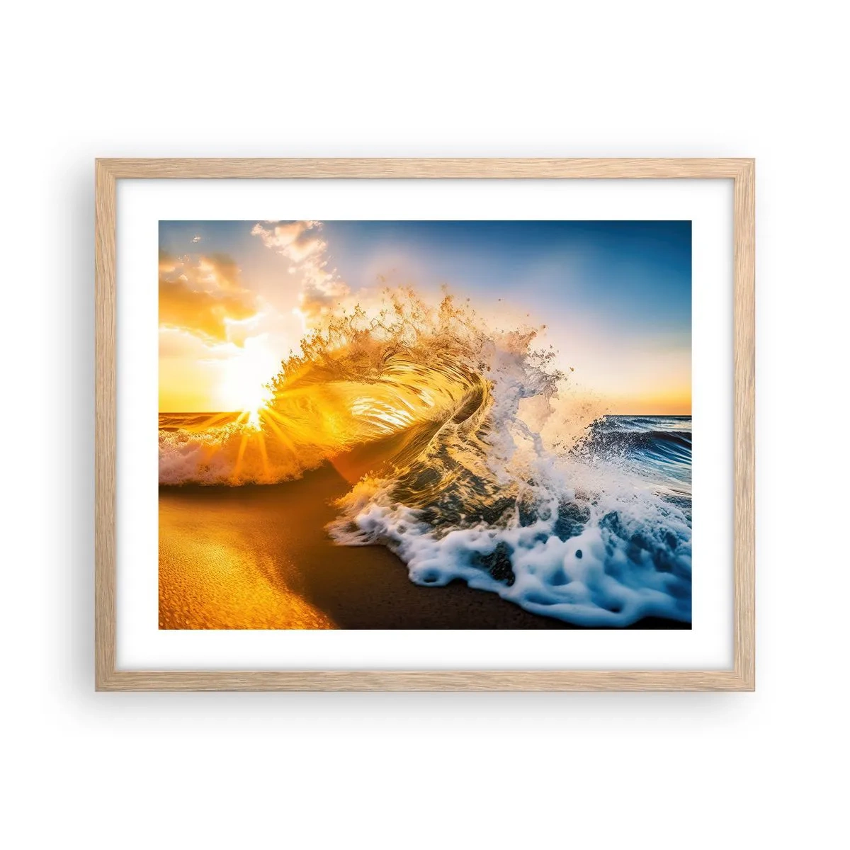 Poszter világos tölgy keretben - Játék a homokban - 50x40 cm