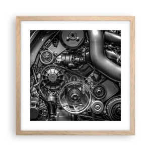 Poszter világos tölgy keretben - A mechanika költészete - 40x40 cm