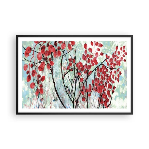 Poszter fehér keretben - Fa skarlát színben - 91x61 cm