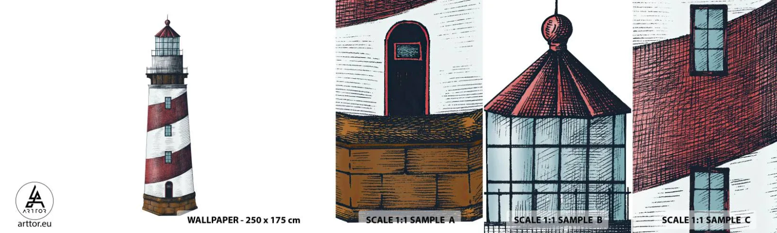 Fotótapéta Minta Standard Eco - Mindig résen - Világítótorony, Tengeri, Tengerpart - 100x30 cm