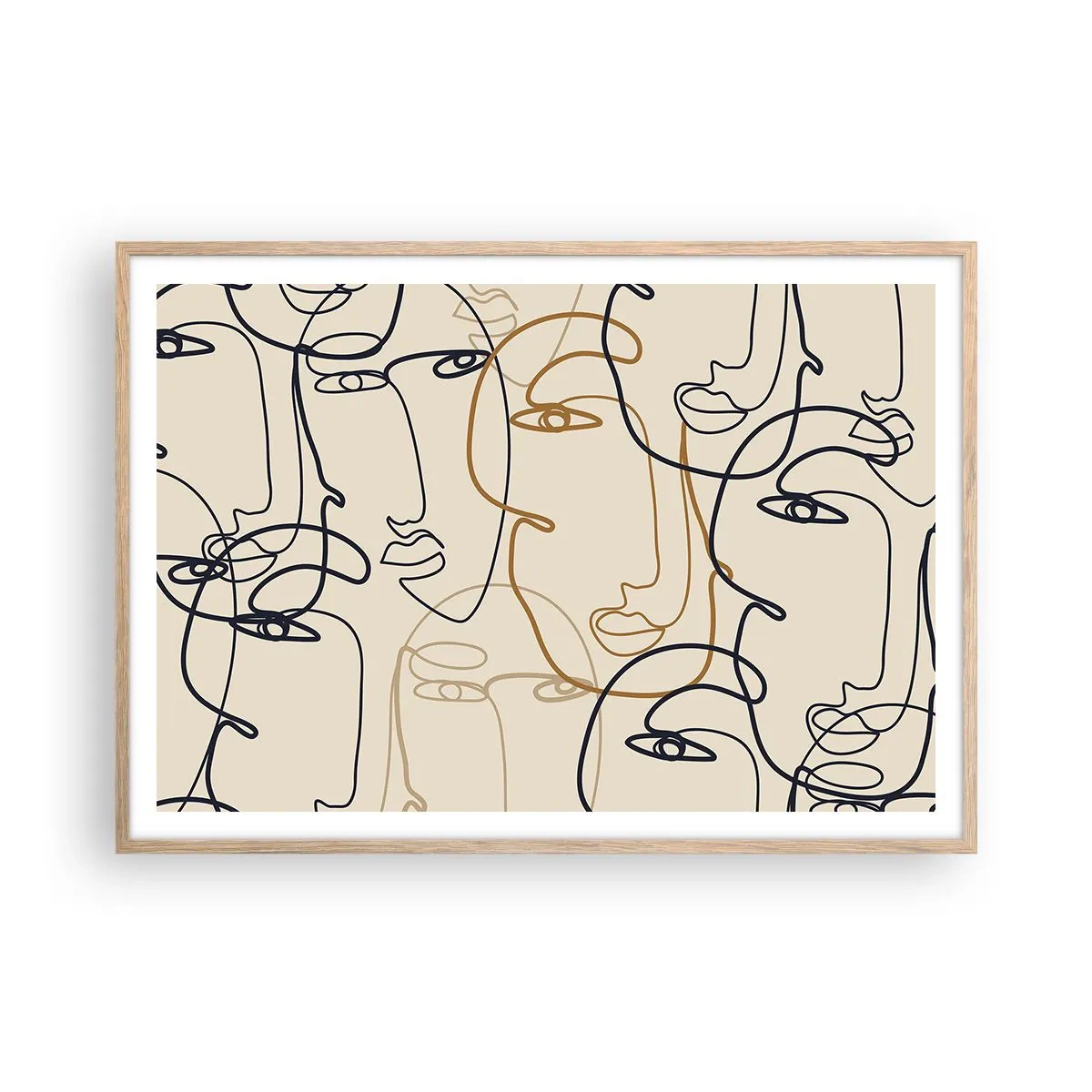 Poszter világos tölgy keretben - Többszörös portré  - 100x70 cm