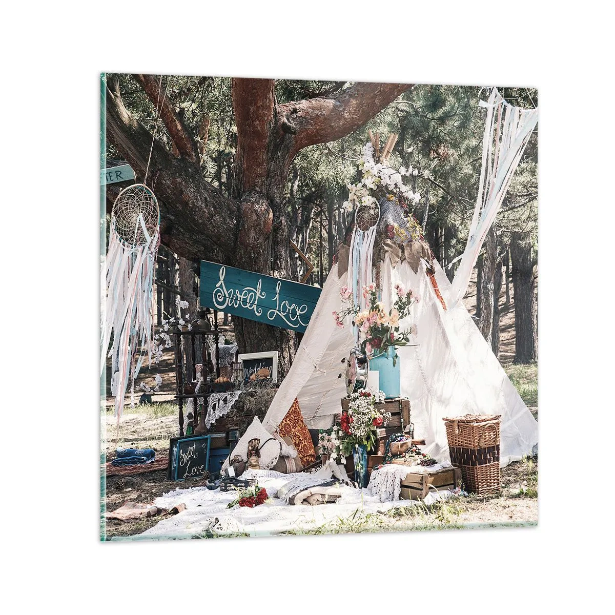 Üveg kép - Make love… - 40x40 cm