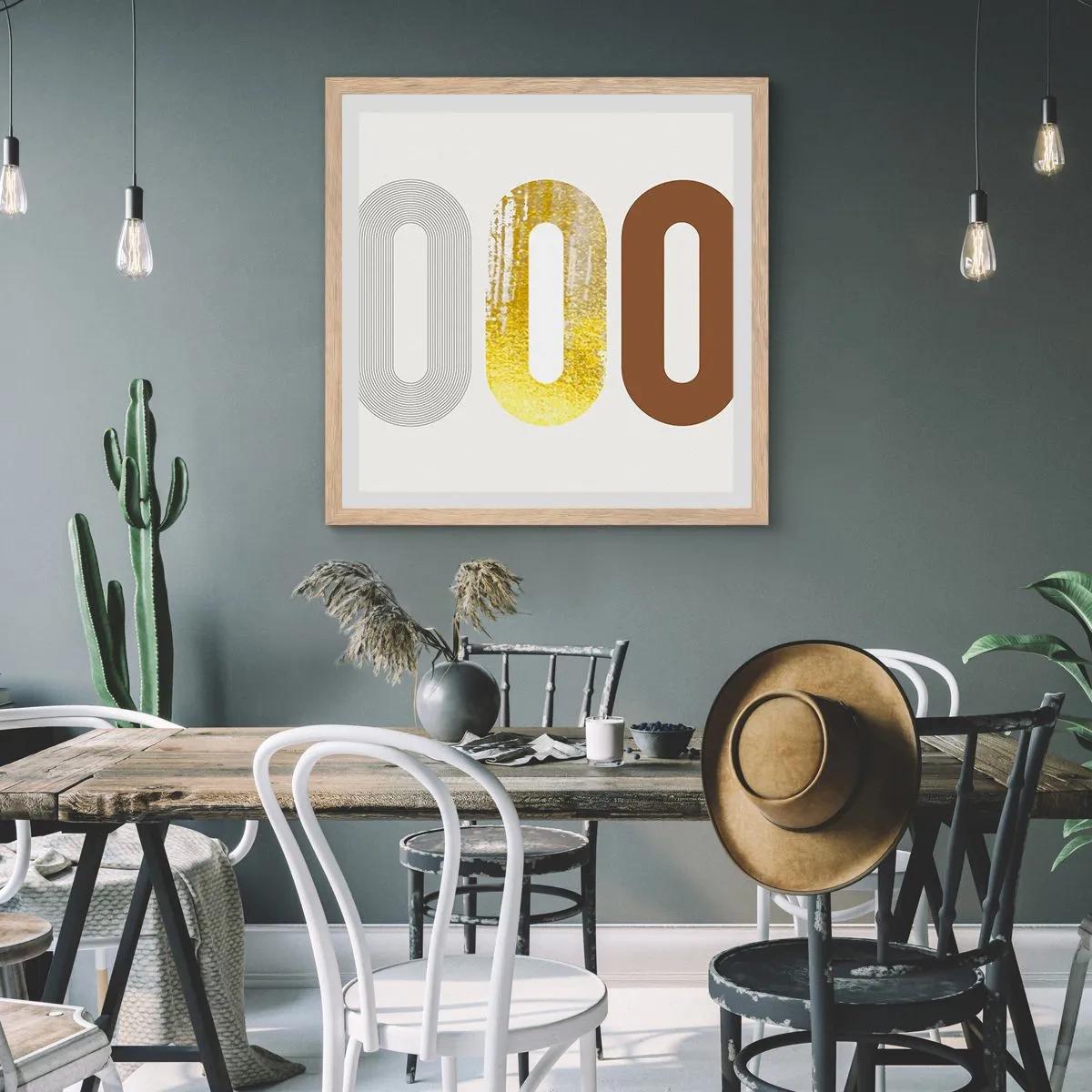 Poszter világos tölgy keretben - Óóó! - 30x30 cm