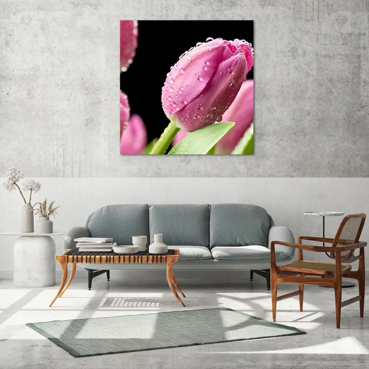 Üveg kép - Lila álom a harmatban - 40x40 cm