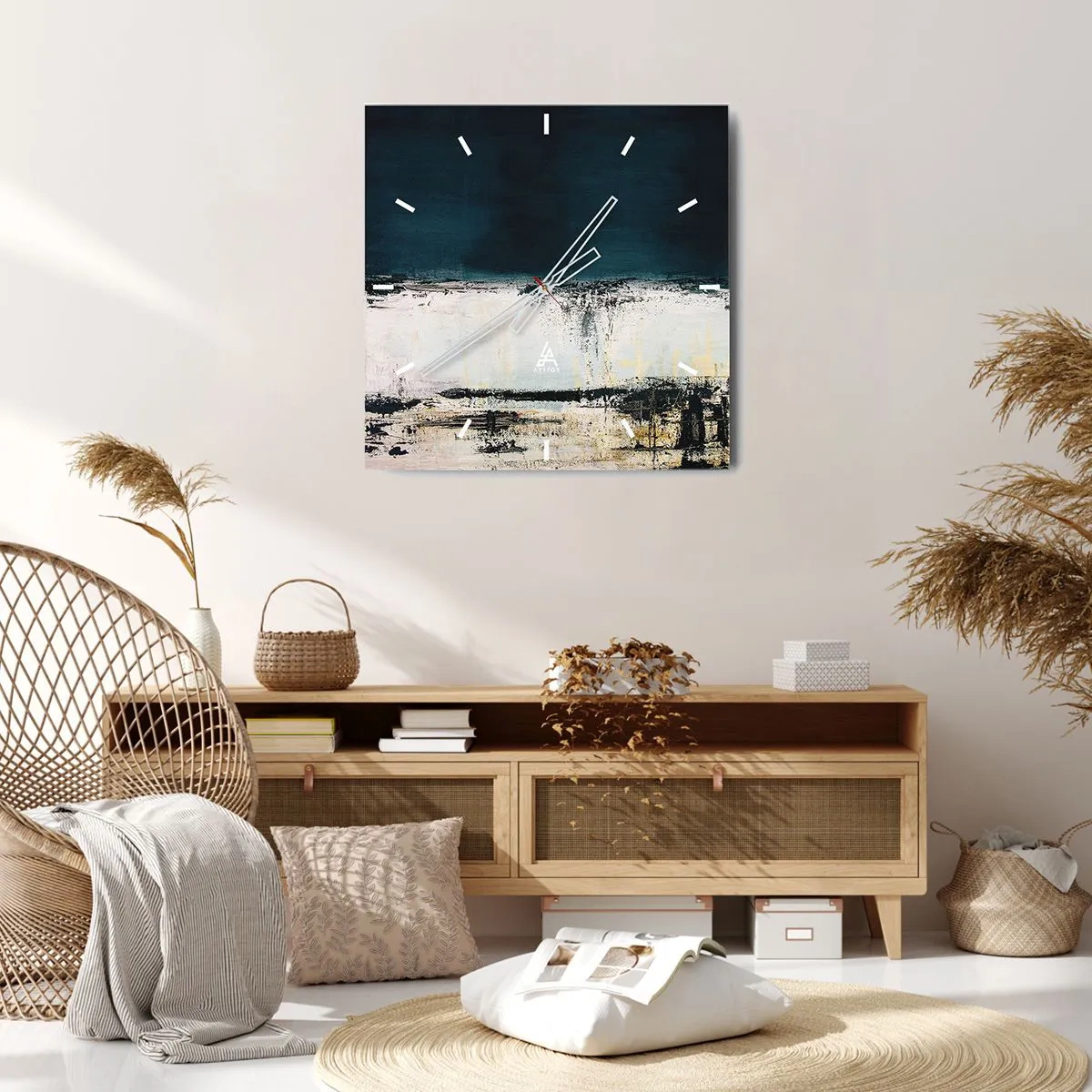 Falióra, Óra - Vízszintes kompozíció - 40x40 cm