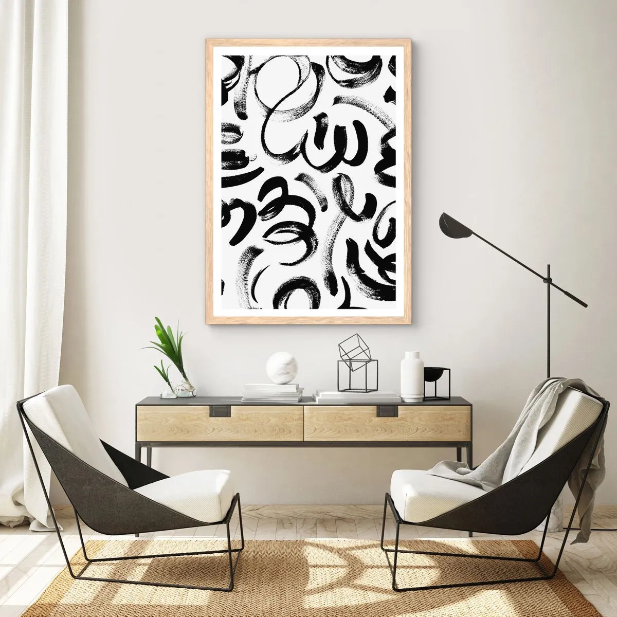 Poszter világos tölgy keretben - Feketén-fehéren - 50x70 cm