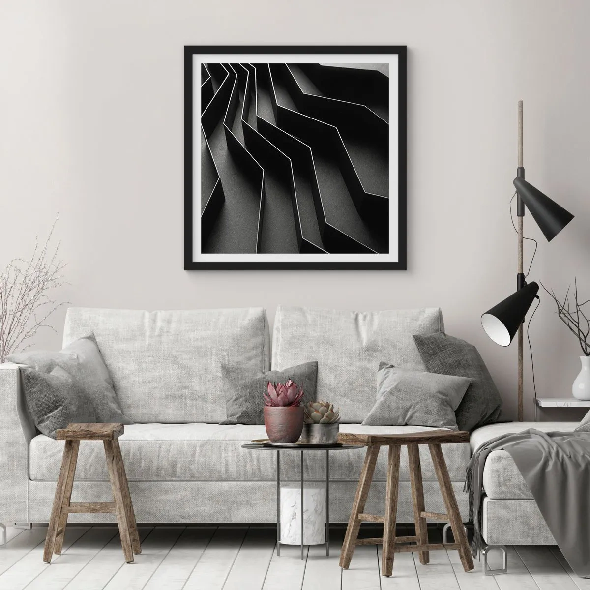 Poszter fehér keretben - Térbeli rend - 60x60 cm