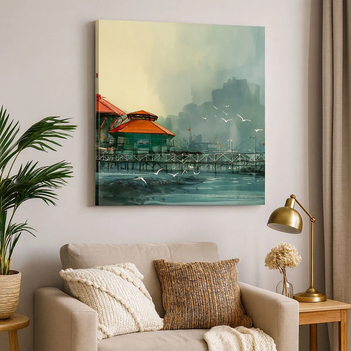 Vászonkép - Napsütéses nap a kikötőben - 30x30 cm