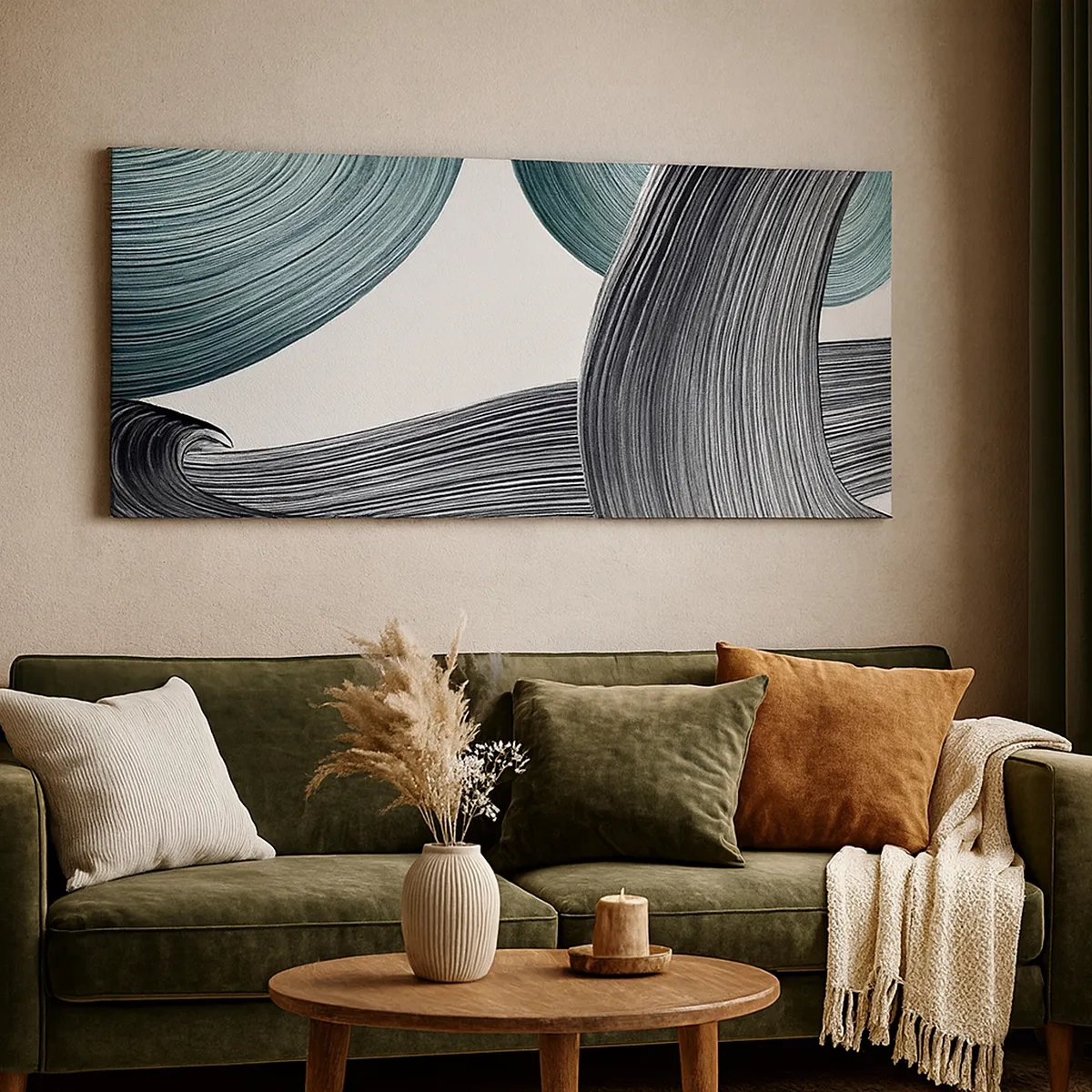 Vászonkép - Smaragdzöld és fekete nyomok - 30x30 cm