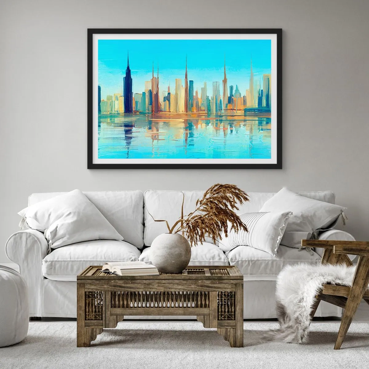 Poszter fehér keretben - Napfényes metropolisz - 50x40 cm
