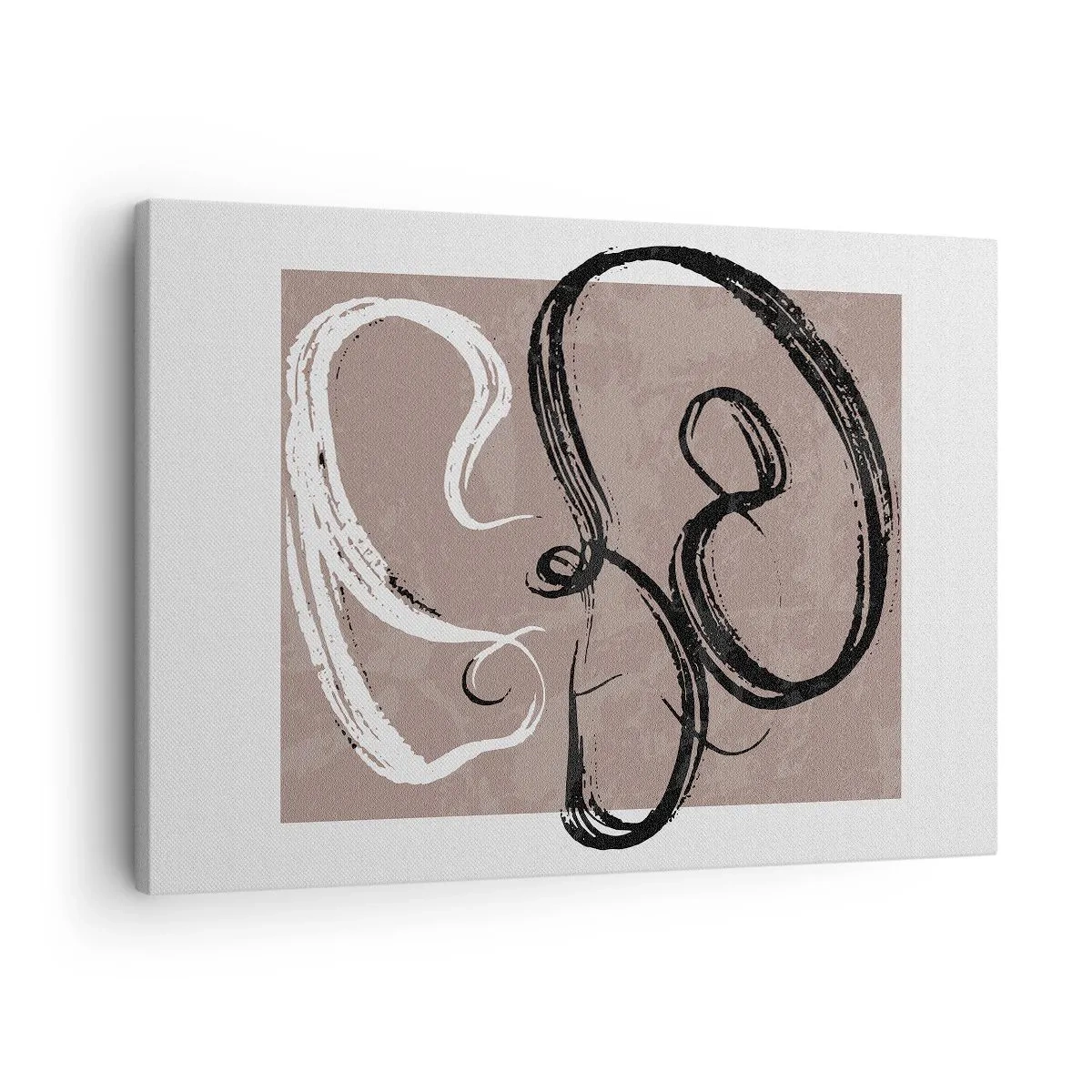 Vászonkép - Fekete-fehér absztrakció bézs alapon - 70x50cm - Kompozíció - a teljesség keresése - Modern fali dekoráció nappalihoz és hálószobához ARTTOR