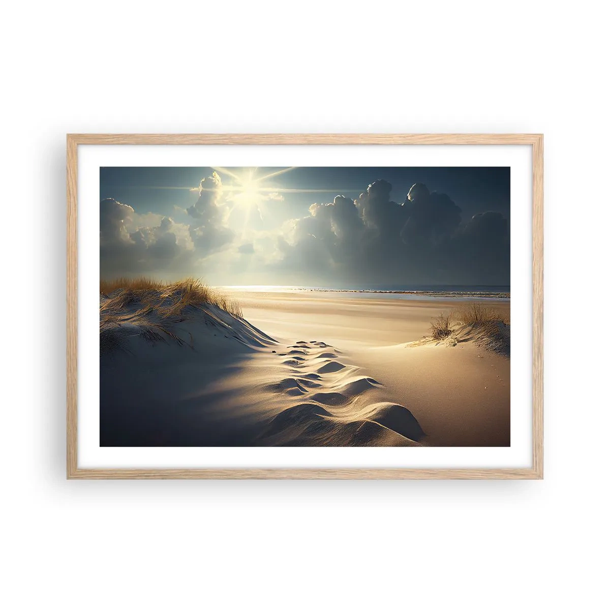 Poszter világos tölgy keretben - Megnyugtató táj - 70x50 cm