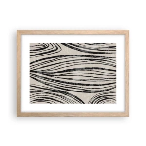 Poszter világos tölgy keretben - Vonalak csobbanása - 40x30 cm