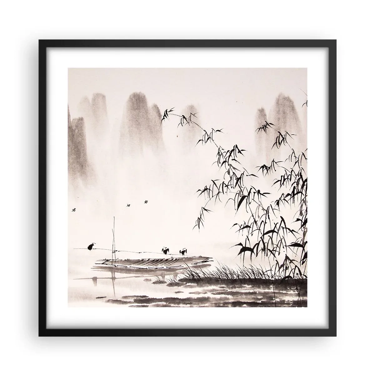 Poszter fehér keretben - A rizsföldek csendje - 50x50 cm