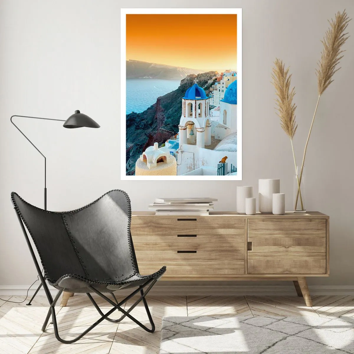 Poszter - Santorini – rásimulva a sziklákra - 30x40 cm