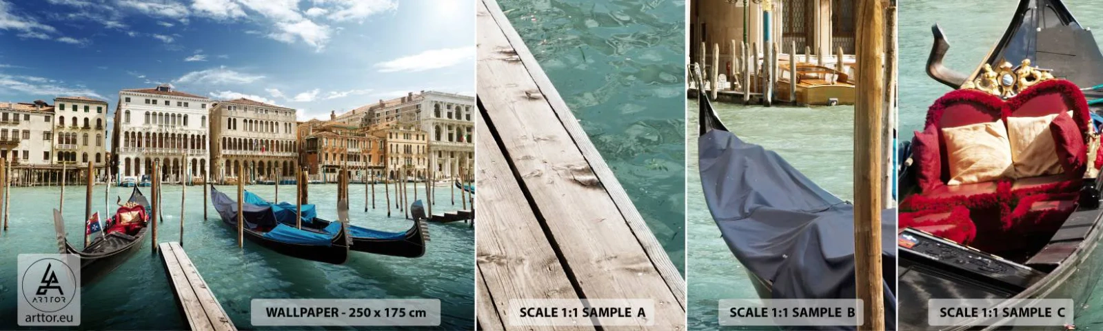 Fotótapéta Minta Öntapadós Deluxe Sticker - Paloták kékben - Város, Velence, Építészet - 100x30 cm