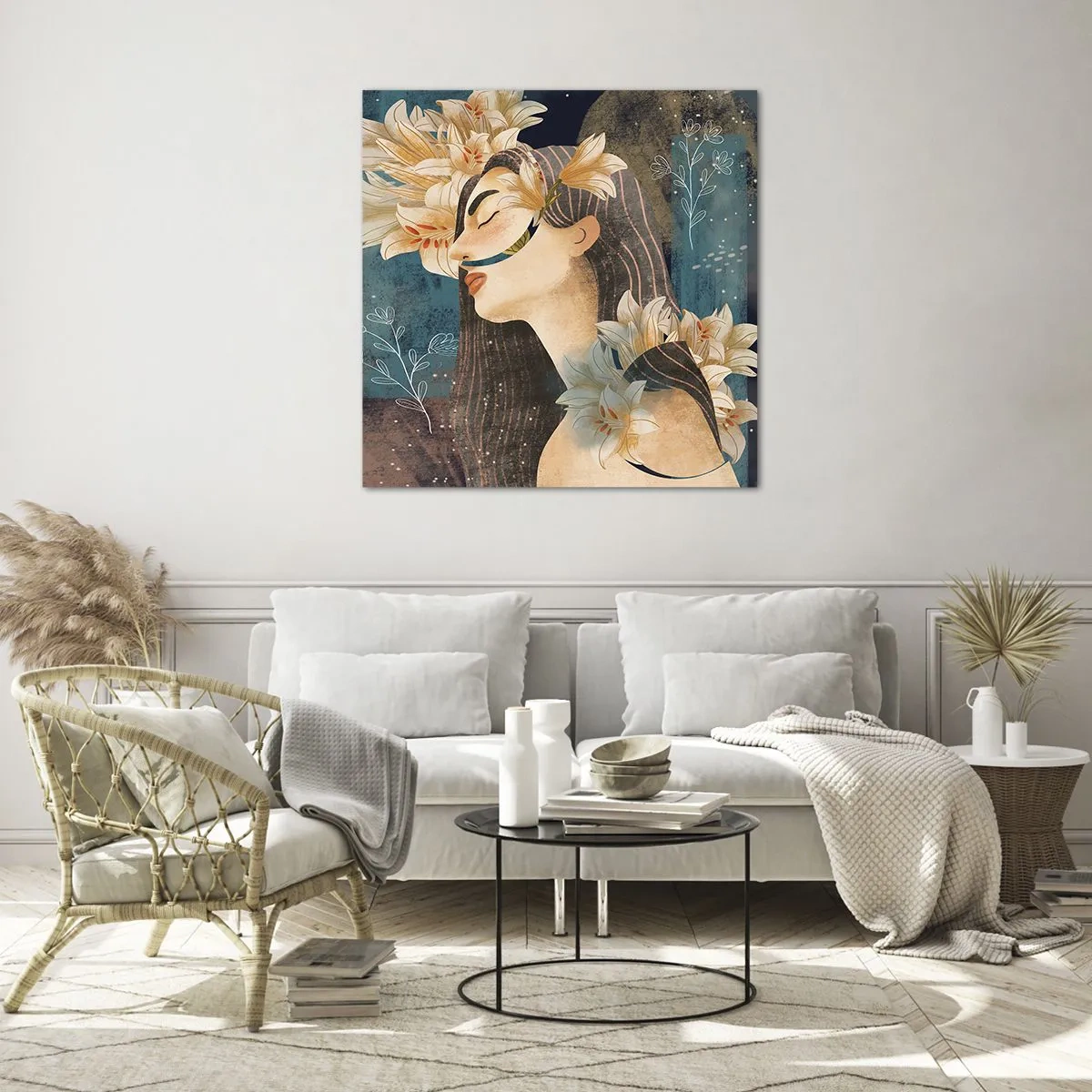 Üveg kép - Mese egy liliomos hercegnőről - 70x70 cm