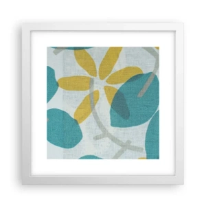 Poszter fekete keretben - Azúrkék levelek között - 30x30 cm