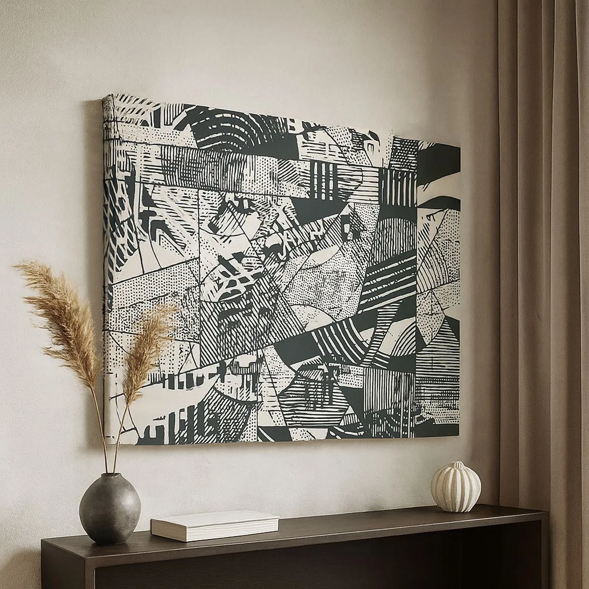 Vászonkép - Geometrikus absztrakt minták zöld árnyalatokban világos háttéren - 70x50cm - A jelenkor dinamikája - Modern fali dekoráció nappalihoz és hálószobához ARTTOR