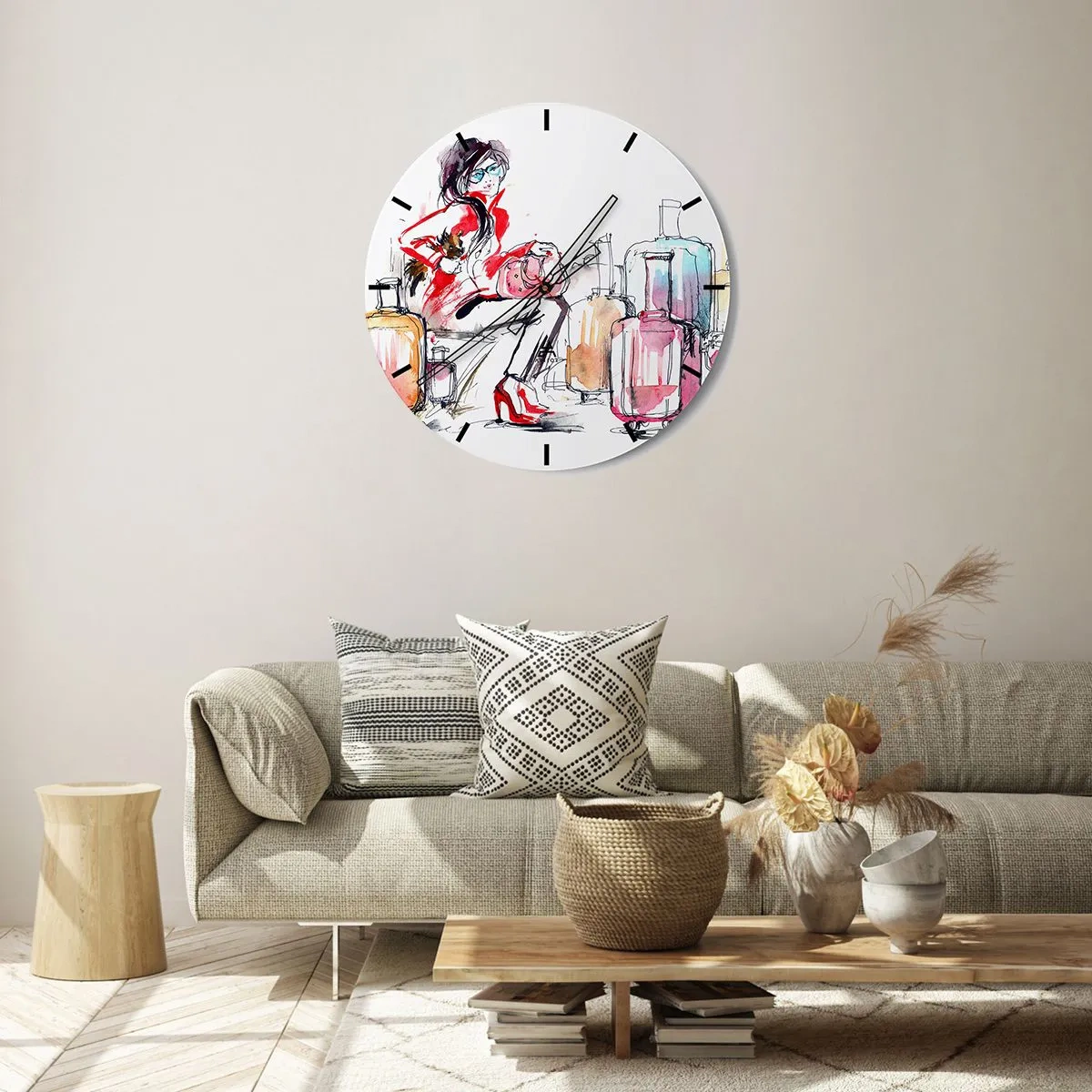 Falióra, Óra - Üljünk le az utazás előtt - 40x40 cm