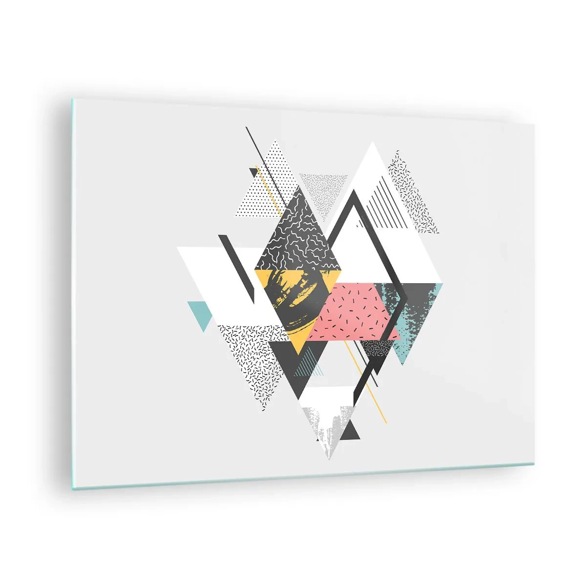 Üveg kép - Absztrakt geometrikus kompozíció háromszögekkel és rombuszokkal - 70x50cm - Variáció háromszögön és rombuszon - Modern fali dekoráció nappalihoz és hálószobához ARTTOR