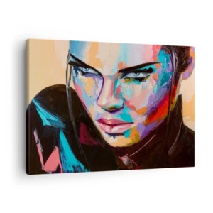 Vászonkép - Élénk absztrakt színekben pompázó nő portréja - 70x50cm - Szívében vad - Modern fali dekoráció nappalihoz és hálószobához ARTTOR